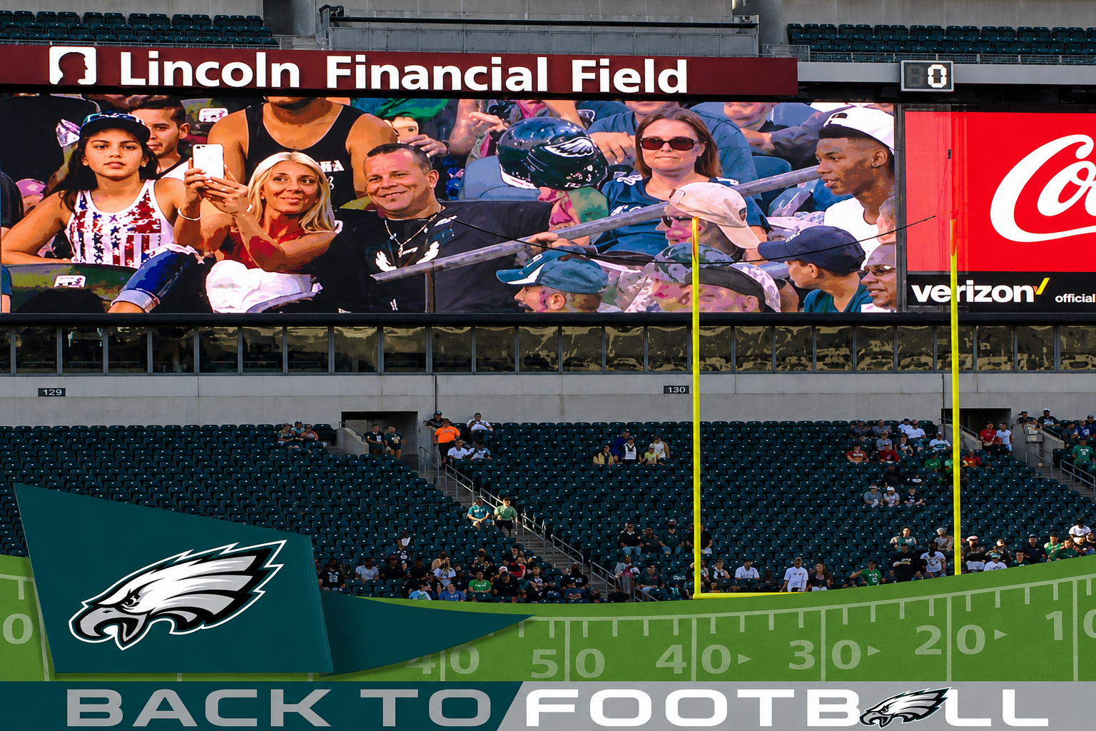 Lady J & DJ Debonair on the Jumbotron of Philadelphia Eagles Lincoln Financial Field